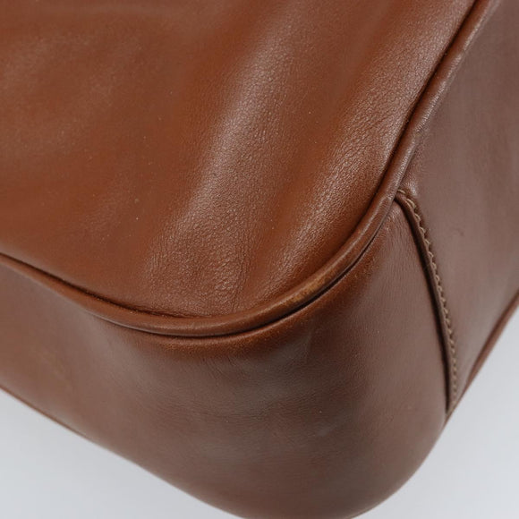 GUCCI Bamboo Hand Bag Leather Brown Gold Auth fm5270