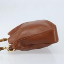 GUCCI Bamboo Hand Bag Leather Brown Gold Auth fm5270-4