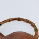 GUCCI Bamboo Hand Bag Leather Brown Gold Auth fm5270-8