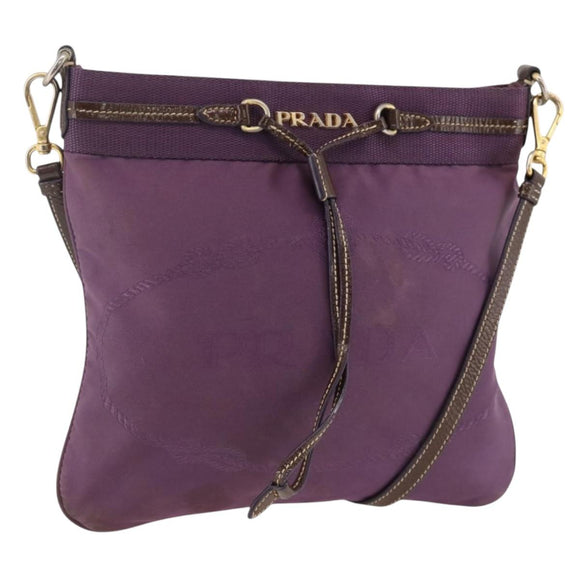 PRADA Shoulder Bag Nylon Purple Gold Auth fm5271