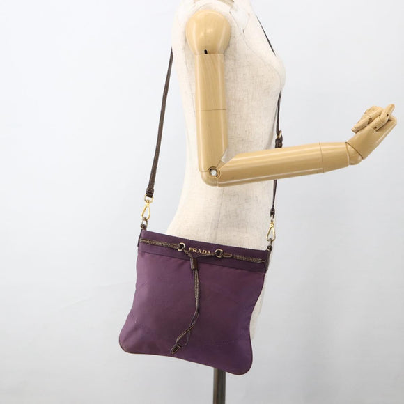 PRADA Shoulder Bag Nylon Purple Gold Auth fm5271
