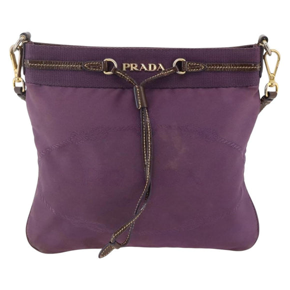 PRADA Shoulder Bag Nylon Purple Gold Auth fm5271