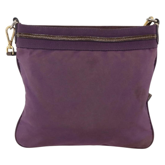 PRADA Shoulder Bag Nylon Purple Gold Auth fm5271
