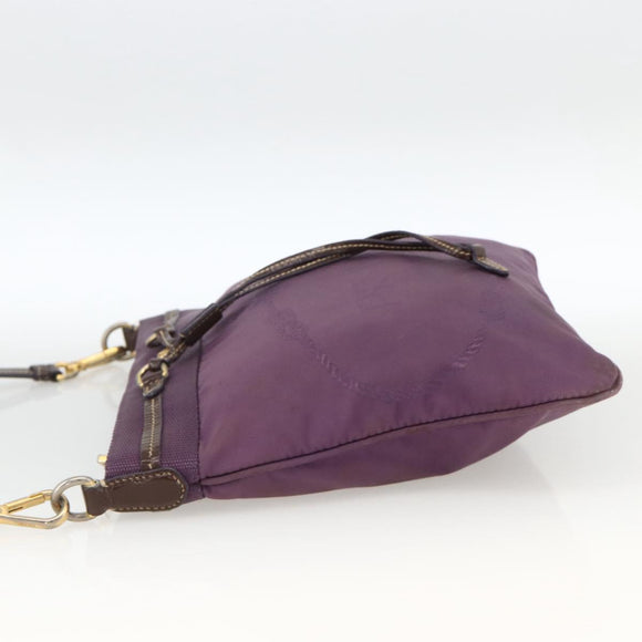 PRADA Shoulder Bag Nylon Purple Gold Auth fm5271