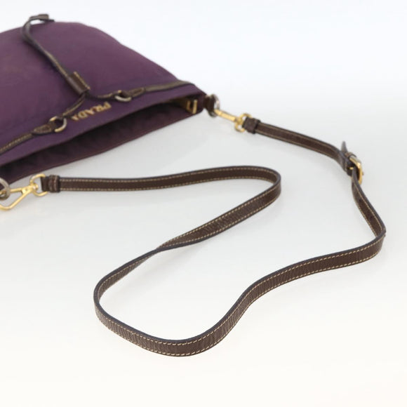 PRADA Shoulder Bag Nylon Purple Gold Auth fm5271