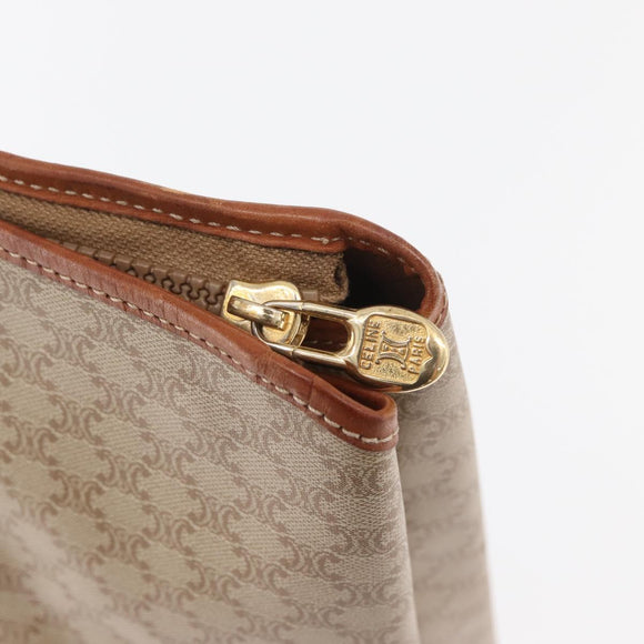 CELINE Macadam Canvas Tote Bag PVC Beige Gold Auth fm5278