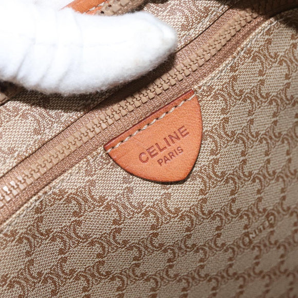 CELINE Macadam Canvas Tote Bag PVC Beige Gold Auth fm5278