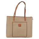 CELINE Macadam Canvas Tote Bag PVC Beige Gold Auth fm5278-13