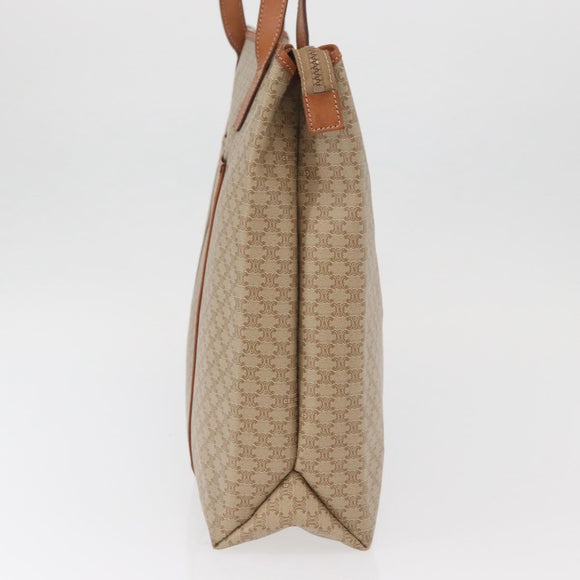 CELINE Macadam Canvas Tote Bag PVC Beige Gold Auth fm5278