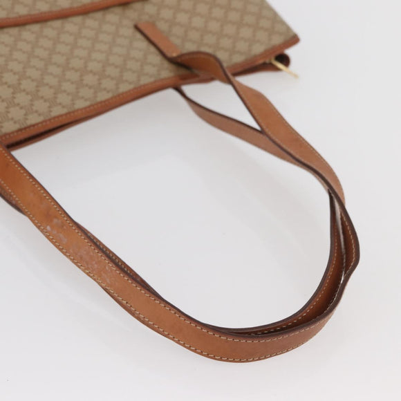 CELINE Macadam Canvas Tote Bag PVC Beige Gold Auth fm5278