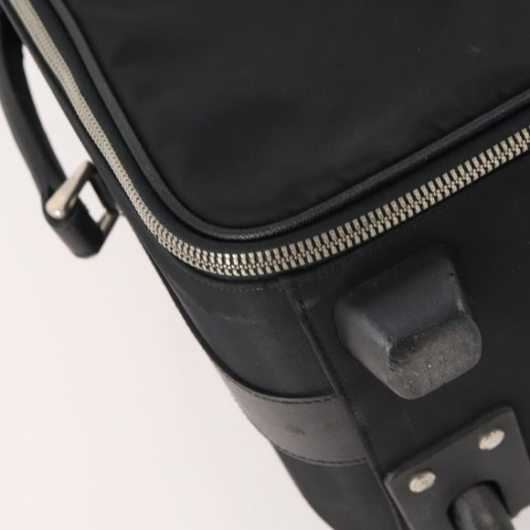 PRADA Carry Case Trunk Nylon Black Silver Auth fm5302