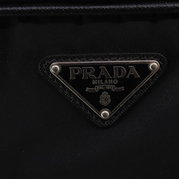 PRADA Carry Case Trunk Nylon Black Silver Auth fm5302