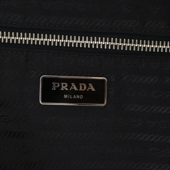 PRADA Carry Case Trunk Nylon Black Silver Auth fm5302