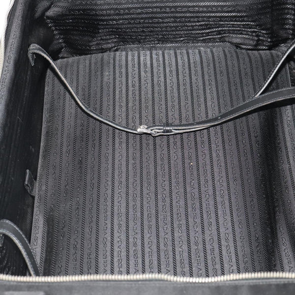 PRADA Carry Case Trunk Nylon Black Silver Auth fm5302