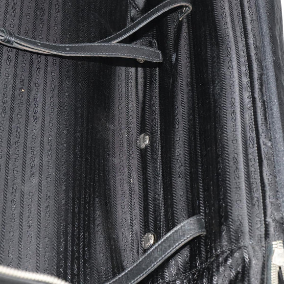 PRADA Carry Case Trunk Nylon Black Silver Auth fm5302