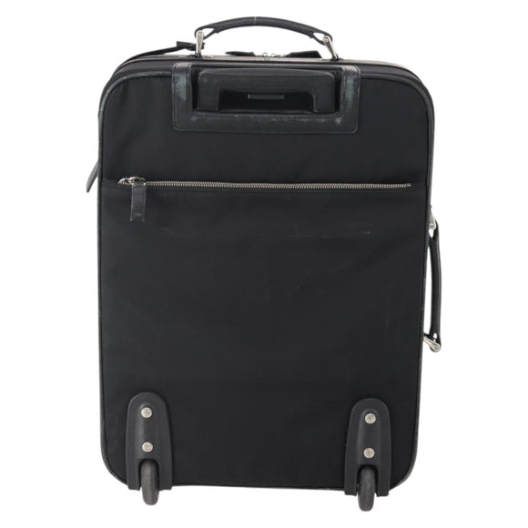 PRADA Carry Case Trunk Nylon Black Silver Auth fm5302