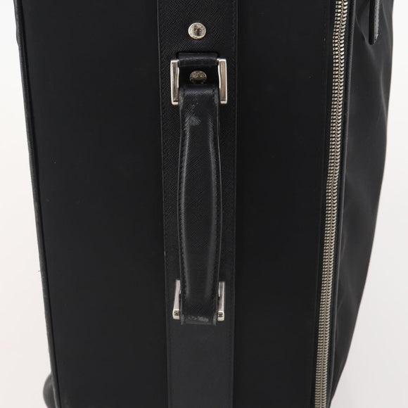 PRADA Carry Case Trunk Nylon Black Silver Auth fm5302