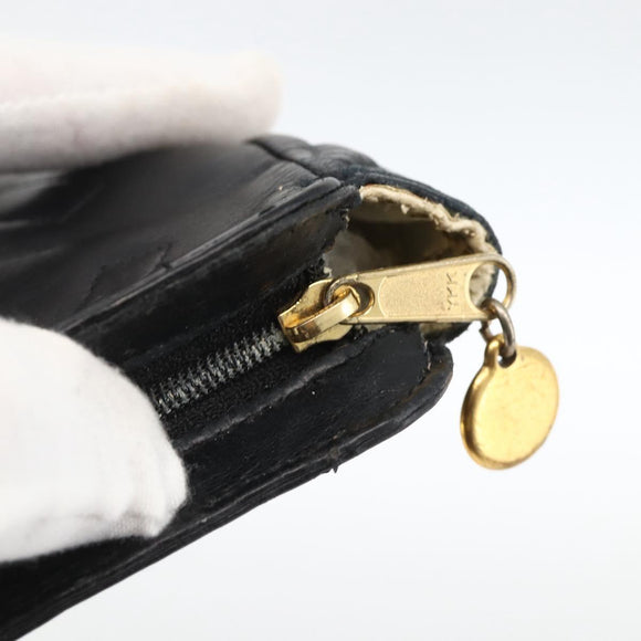 CHANEL COCO Mark Pouch Lamb Skin Black Gold CC Auth fm5303