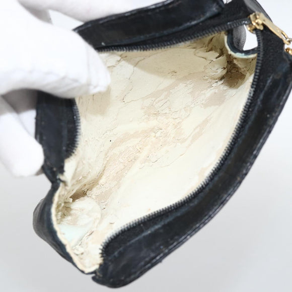 CHANEL COCO Mark Pouch Lamb Skin Black Gold CC Auth fm5303