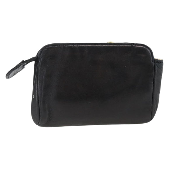 CHANEL COCO Mark Pouch Lamb Skin Black Gold CC Auth fm5303