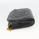 CHANEL COCO Mark Pouch Lamb Skin Black Gold CC Auth fm5303-3