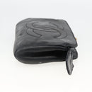CHANEL COCO Mark Pouch Lamb Skin Black Gold CC Auth fm5303-4