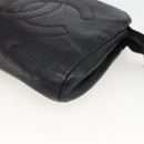 CHANEL COCO Mark Pouch Lamb Skin Black Gold CC Auth fm5303-7