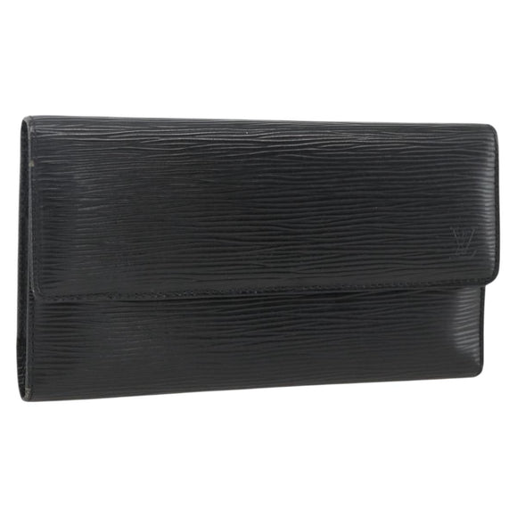 LOUIS VUITTON Epi Porte Tresor Long Wallet Black M63382 LV Auth fm5305