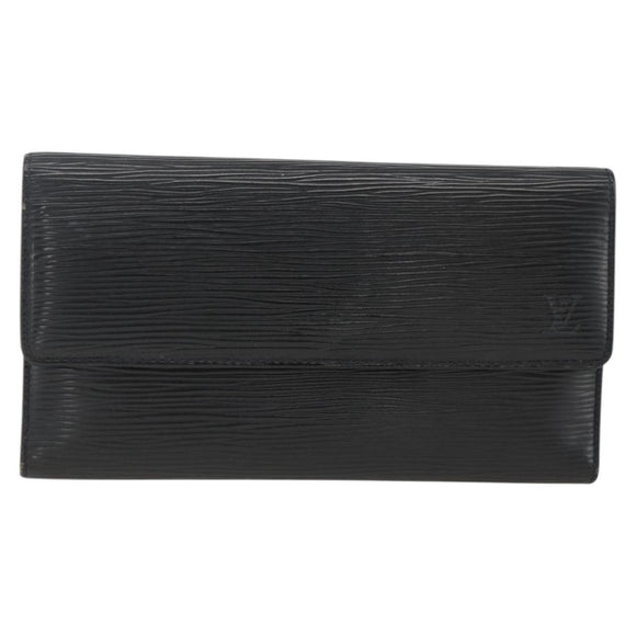LOUIS VUITTON Epi Porte Tresor Long Wallet Black M63382 LV Auth fm5305