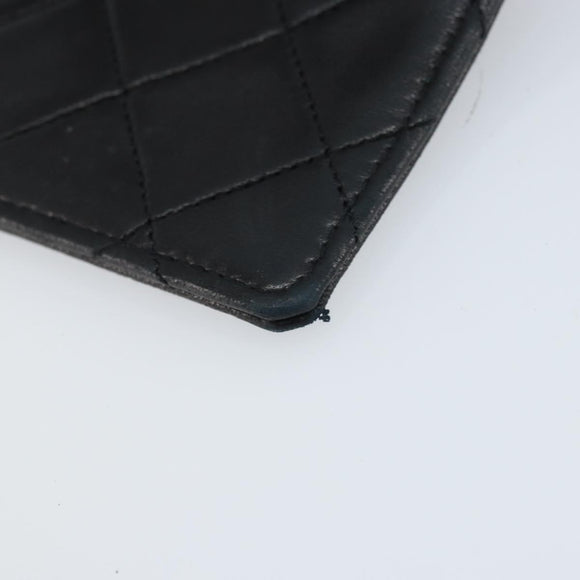 CHANEL Matelasse Pouch Lamb Skin Black CC Auth fm5306