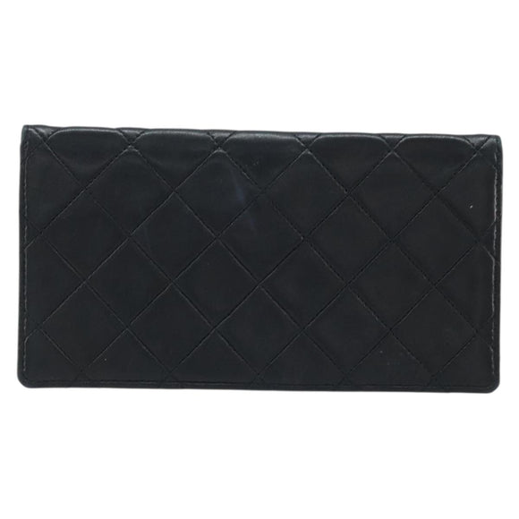 CHANEL Matelasse Pouch Lamb Skin Black CC Auth fm5306