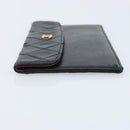 CHANEL Matelasse Pouch Lamb Skin Black CC Auth fm5306-4