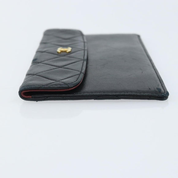 CHANEL Matelasse Pouch Lamb Skin Black CC Auth fm5306