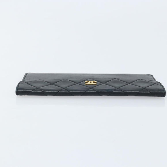 CHANEL Matelasse Pouch Lamb Skin Black CC Auth fm5306