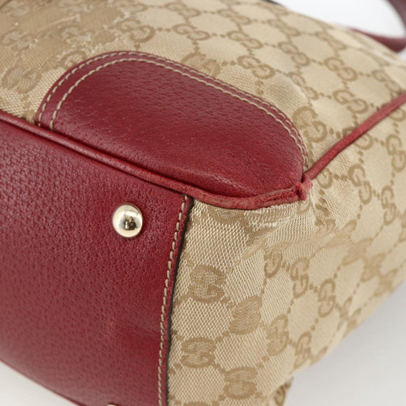 GUCCI GG Canvas Web Sherry Line Pretty Tote Bag Beige Gold 177052 Auth fm5307