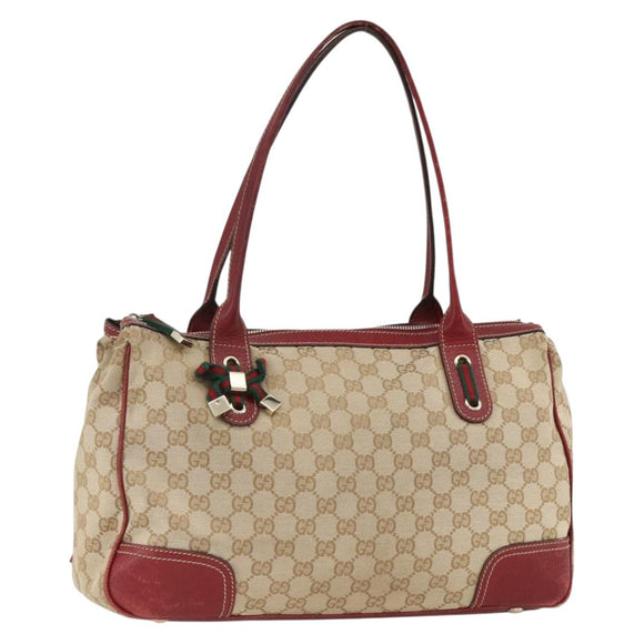GUCCI GG Canvas Web Sherry Line Pretty Tote Bag Beige Gold 177052 Auth fm5307