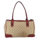 GUCCI GG Canvas Web Sherry Line Pretty Tote Bag Beige Gold 177052 Auth fm5307-2