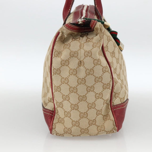 GUCCI GG Canvas Web Sherry Line Pretty Tote Bag Beige Gold 177052 Auth fm5307