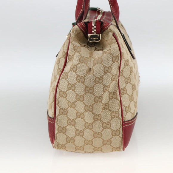 GUCCI GG Canvas Web Sherry Line Pretty Tote Bag Beige Gold 177052 Auth fm5307