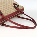 GUCCI GG Canvas Web Sherry Line Pretty Tote Bag Beige Gold 177052 Auth fm5307-7