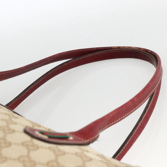 GUCCI GG Canvas Web Sherry Line Pretty Tote Bag Beige Gold 177052 Auth fm5307