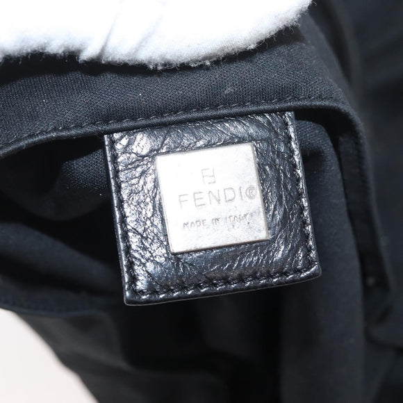 FENDI Tote Bag Nylon Black Silver Auth fm5308