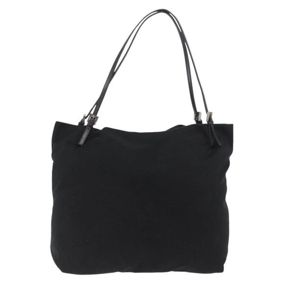 FENDI Tote Bag Nylon Black Silver Auth fm5308