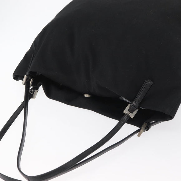 FENDI Tote Bag Nylon Black Silver Auth fm5308