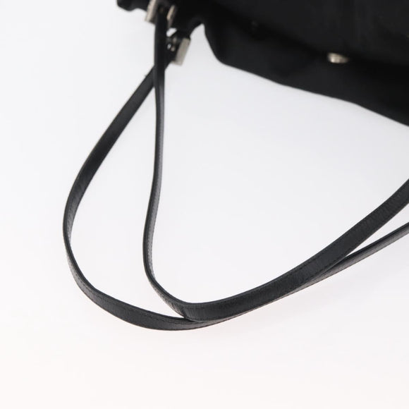 FENDI Tote Bag Nylon Black Silver Auth fm5308