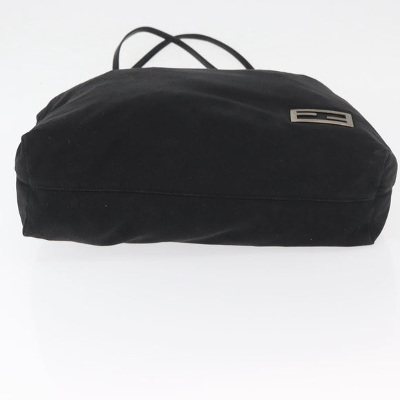 FENDI Tote Bag Nylon Black Silver Auth fm5308