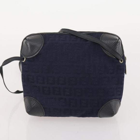 FENDI Pecan Canvas Zucchino Canvas Hand Bag 3 Set Brown Black Navy Auth fm5309