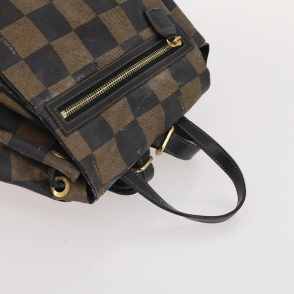 FENDI Pecan Canvas Zucchino Canvas Hand Bag 3 Set Brown Black Navy Auth fm5309
