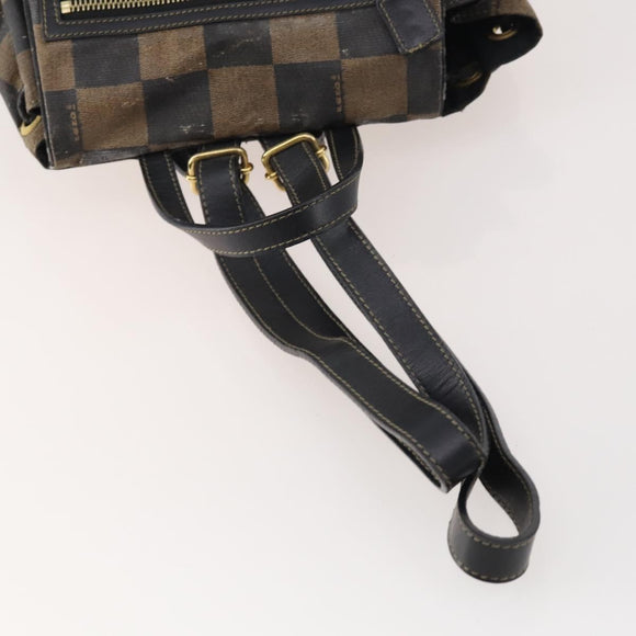 FENDI Pecan Canvas Zucchino Canvas Hand Bag 3 Set Brown Black Navy Auth fm5309