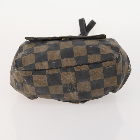FENDI Pecan Canvas Zucchino Canvas Hand Bag 3 Set Brown Black Navy Auth fm5309